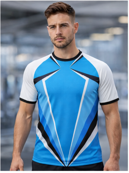 Blue & White Sports Premium Breathable T-Shirt 